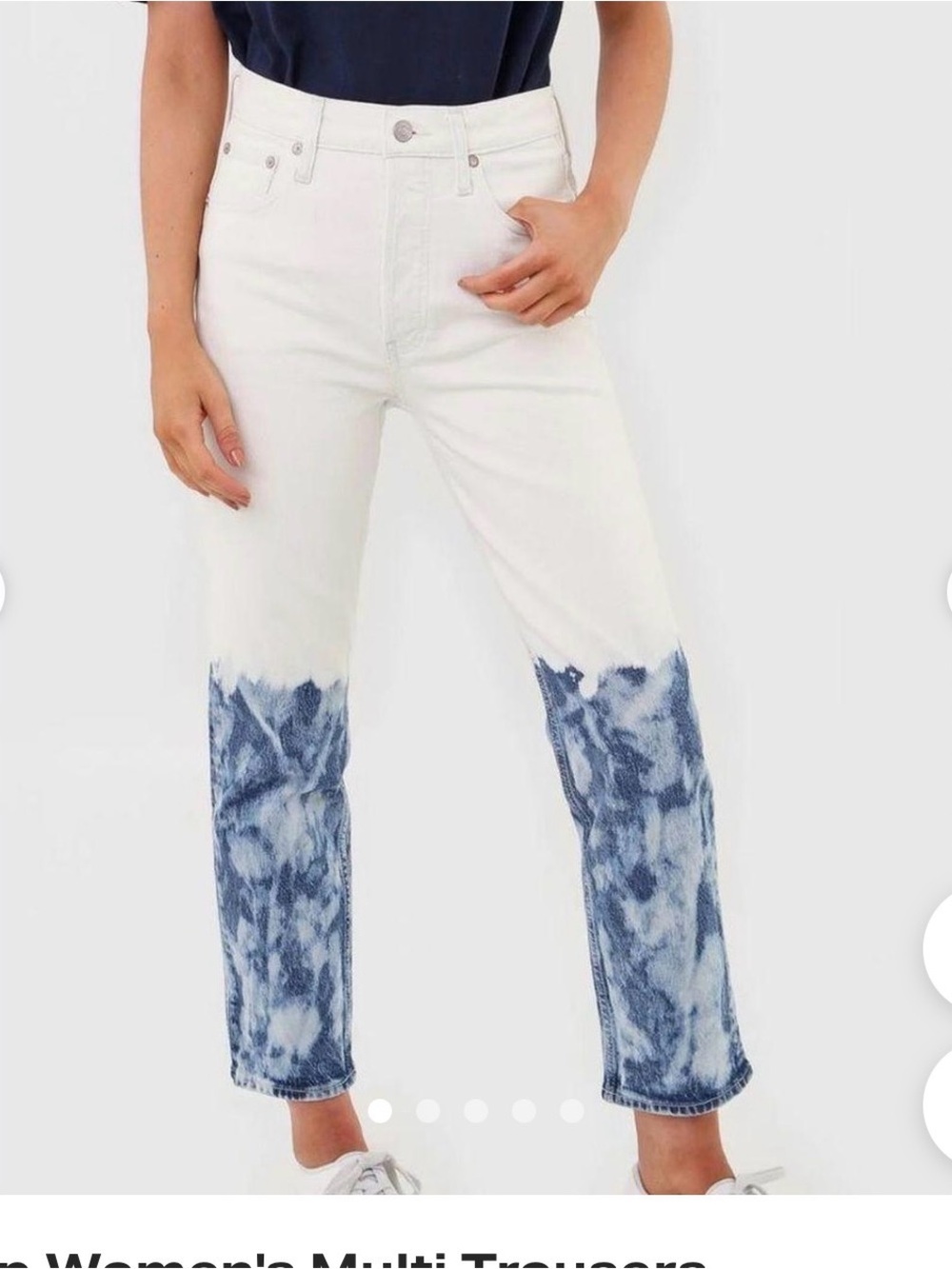Two-Tone White and Blue Tie-Dye Hem Straight Jeans from GAP